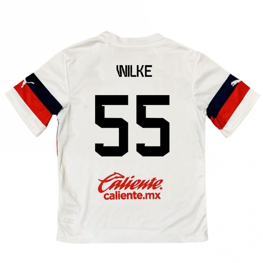 Niño Fútbol Camiseta Teun Wilke #55 Blanco Rojo 2ª Equipación 2024/25 Perú