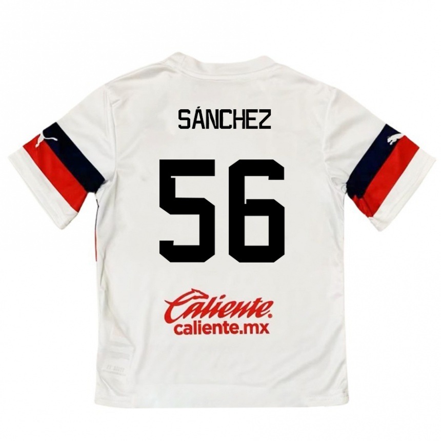 Niño Fútbol Camiseta Benjamín Sánchez #56 Blanco Rojo 2ª Equipación 2024/25 Perú