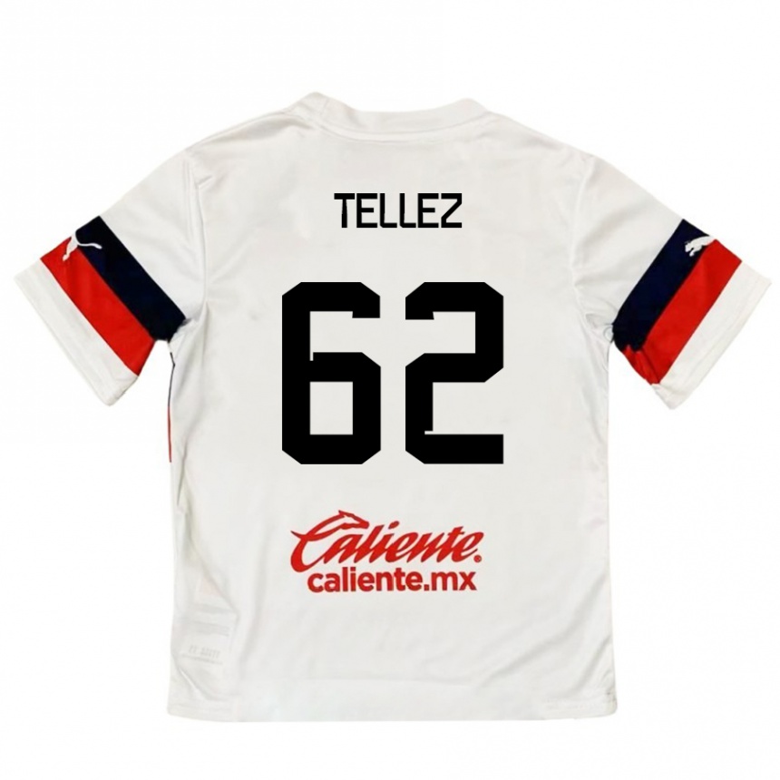 Niño Fútbol Camiseta Brandon Téllez #62 Blanco Rojo 2ª Equipación 2024/25 Perú