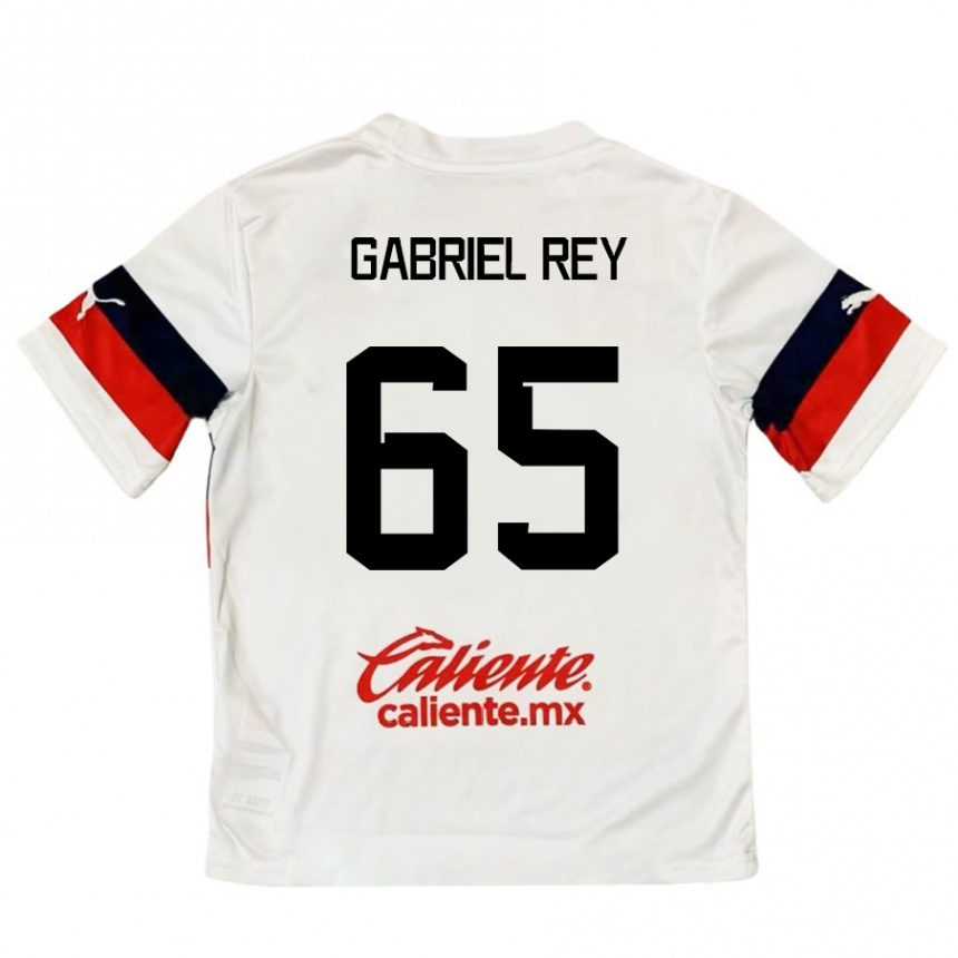 Niño Fútbol Camiseta Luis Gabriel Rey #65 Blanco Rojo 2ª Equipación 2024/25 Perú