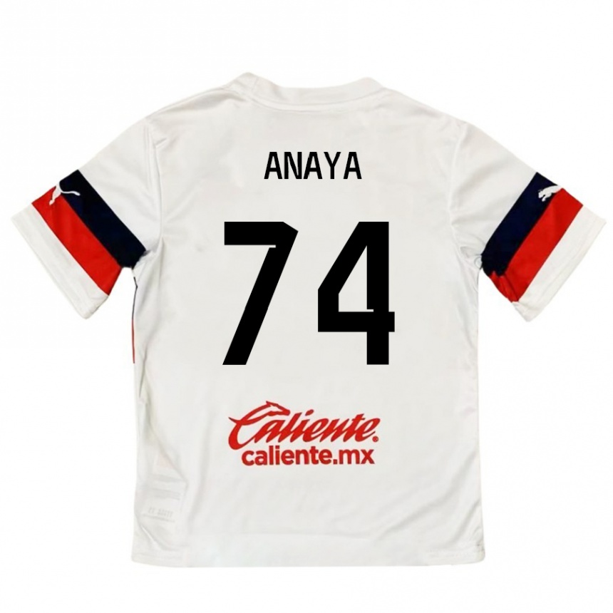 Niño Fútbol Camiseta Mario Anaya #74 Blanco Rojo 2ª Equipación 2024/25 Perú