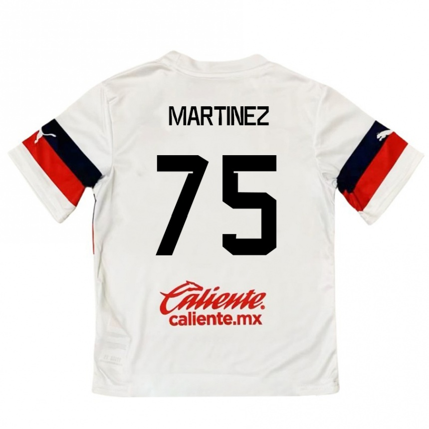 Niño Fútbol Camiseta Isaac Martínez #75 Blanco Rojo 2ª Equipación 2024/25 Perú