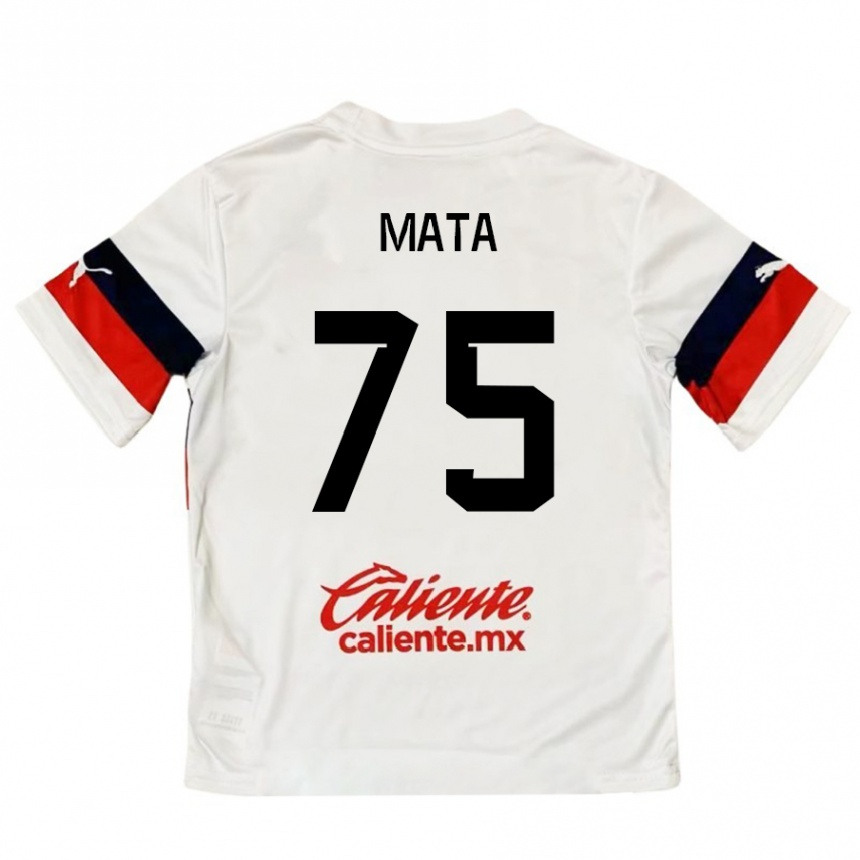 Niño Fútbol Camiseta Hugo Mata #75 Blanco Rojo 2ª Equipación 2024/25 Perú