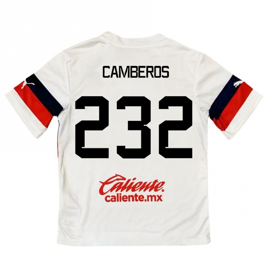 Niño Fútbol Camiseta Hugo Camberos #232 Blanco Rojo 2ª Equipación 2024/25 Perú