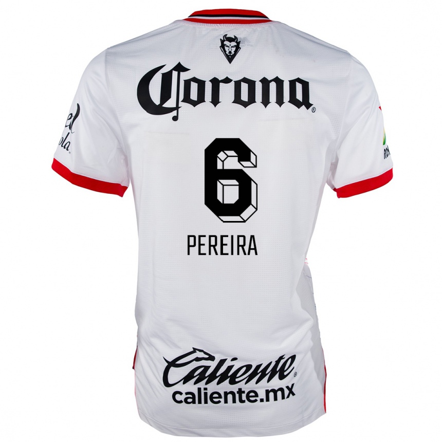 Niño Fútbol Camiseta Federico Pereira #6 Blanco Rojo 2ª Equipación 2024/25 Perú