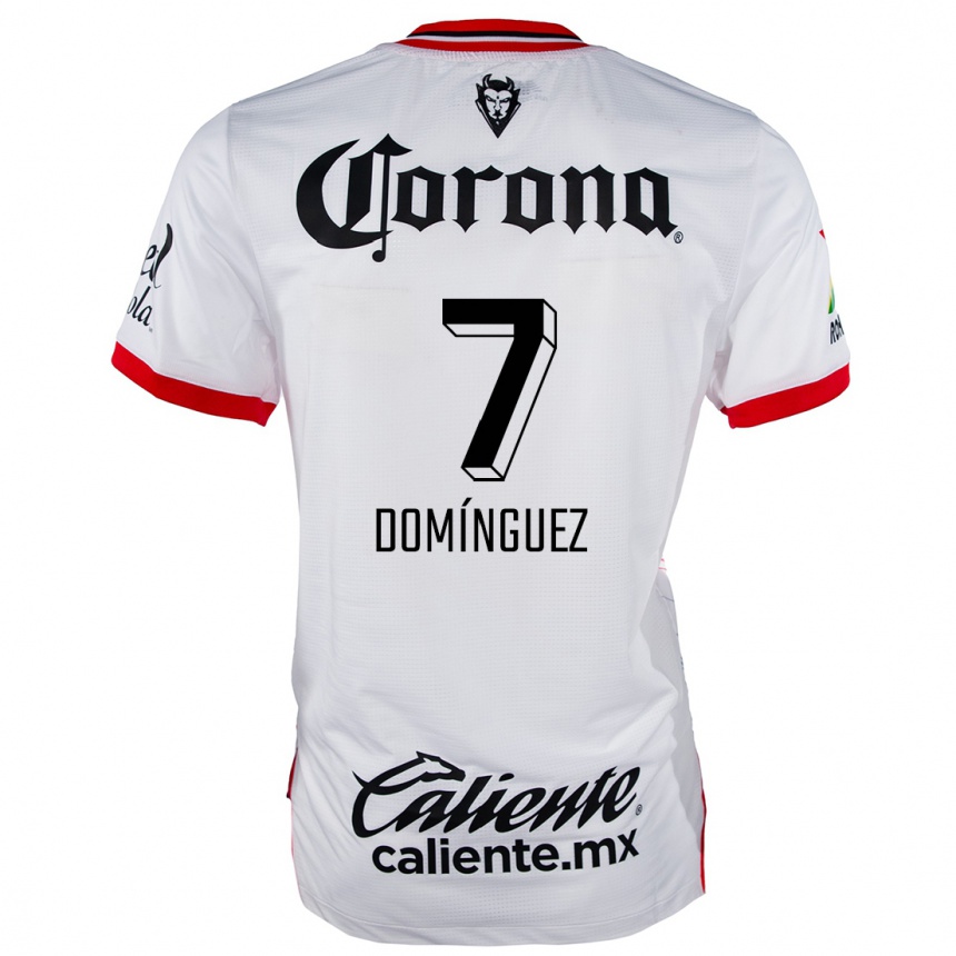 Niño Fútbol Camiseta Juan Domínguez #7 Blanco Rojo 2ª Equipación 2024/25 Perú