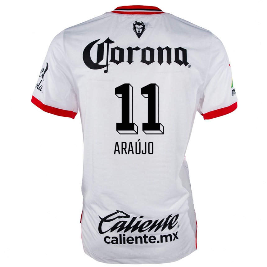 Niño Fútbol Camiseta Maximiliano Araújo #11 Blanco Rojo 2ª Equipación 2024/25 Perú