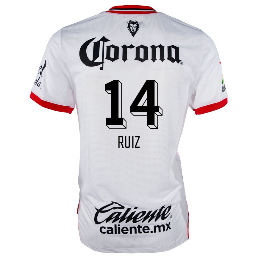 Niño Fútbol Camiseta Marcel Ruiz #14 Blanco Rojo 2ª Equipación 2024/25 Perú