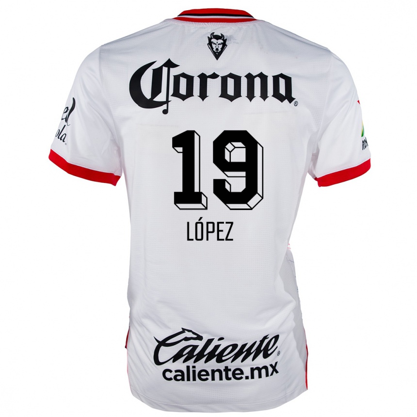 Niño Fútbol Camiseta Iván López #19 Blanco Rojo 2ª Equipación 2024/25 Perú