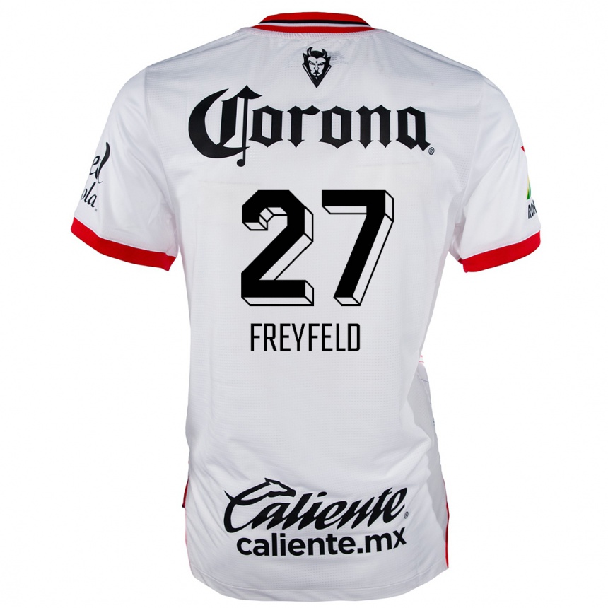 Niño Fútbol Camiseta Emiliano Freyfeld #27 Blanco Rojo 2ª Equipación 2024/25 Perú