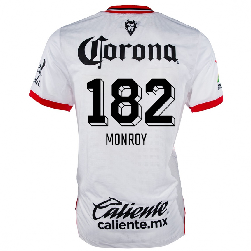 Niño Fútbol Camiseta Brayan Monroy #182 Blanco Rojo 2ª Equipación 2024/25 Perú