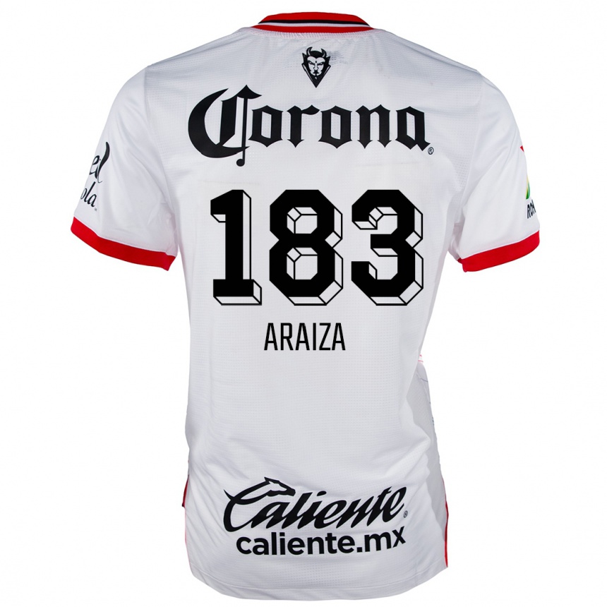 Niño Fútbol Camiseta Daniel Araiza #183 Blanco Rojo 2ª Equipación 2024/25 Perú