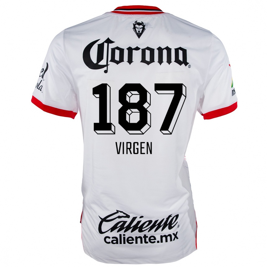 Niño Fútbol Camiseta Oswaldo Virgen #187 Blanco Rojo 2ª Equipación 2024/25 Perú