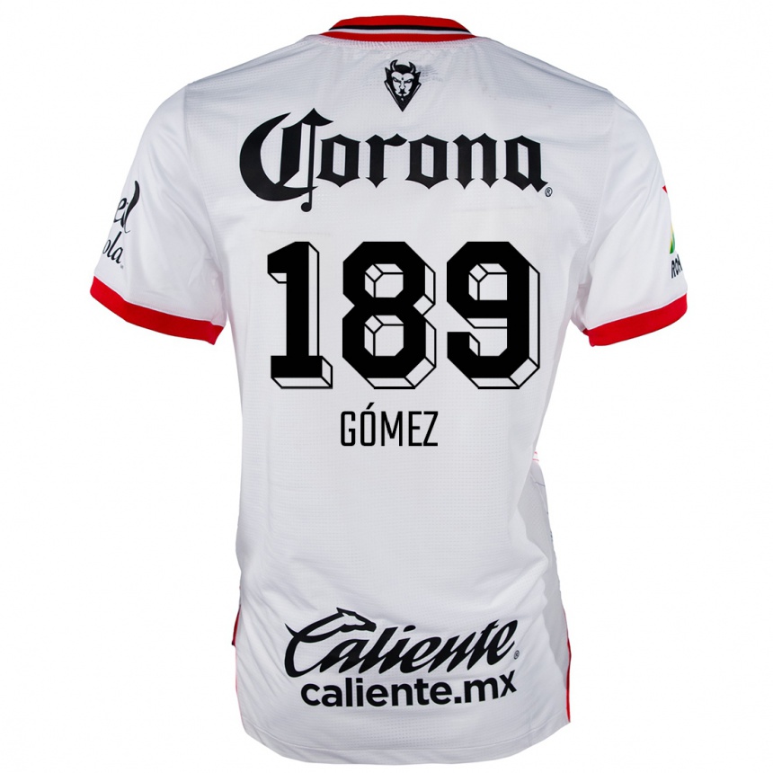 Niño Fútbol Camiseta Enrique Gómez #189 Blanco Rojo 2ª Equipación 2024/25 Perú