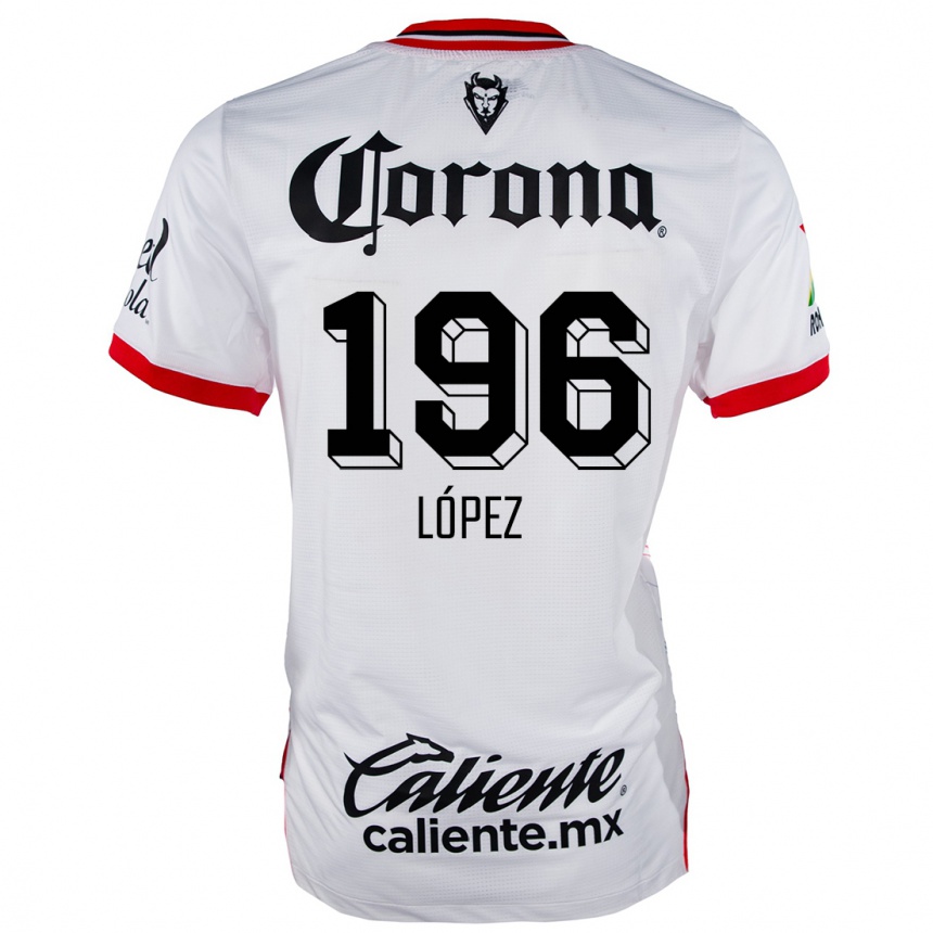 Niño Fútbol Camiseta Ethan López #196 Blanco Rojo 2ª Equipación 2024/25 Perú