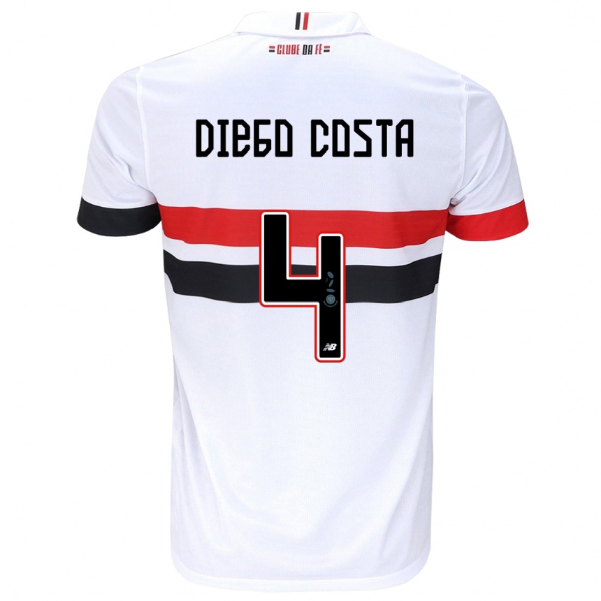 Hombre Fútbol Camiseta Diego Costa #4 Blanco Rojo Negro 1ª Equipación 2024/25 Perú