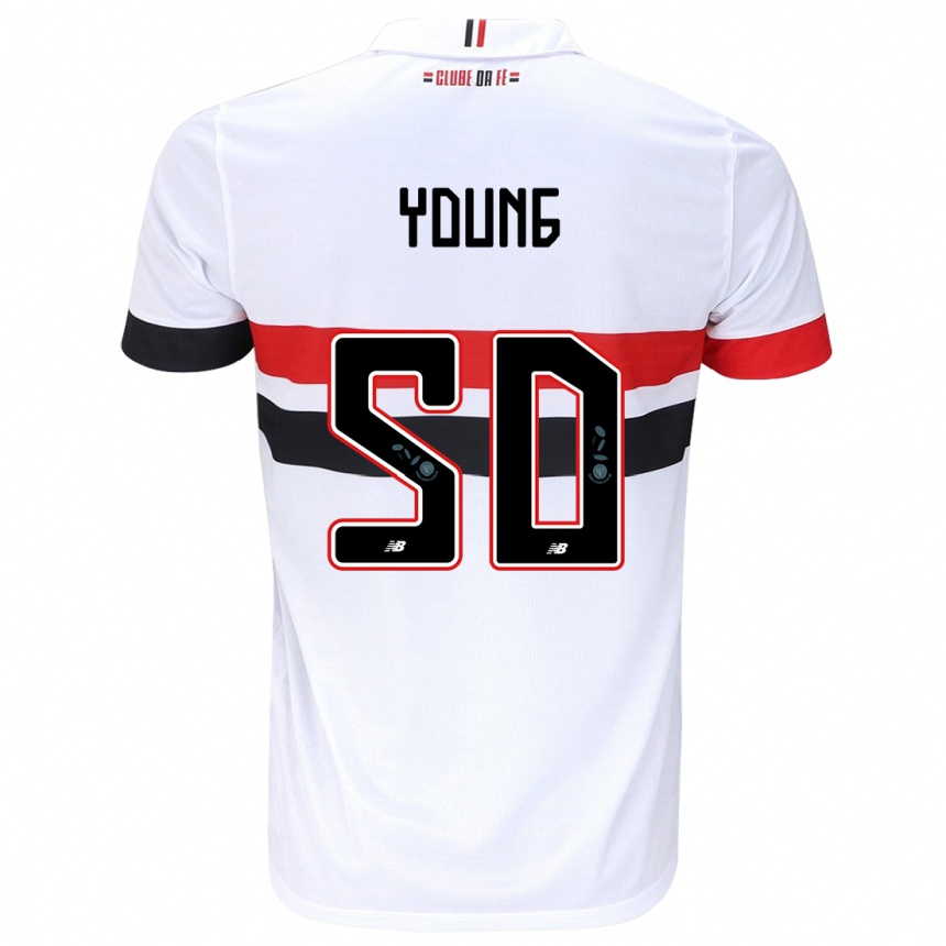 Hombre Fútbol Camiseta Young #50 Blanco Rojo Negro 1ª Equipación 2024/25 Perú