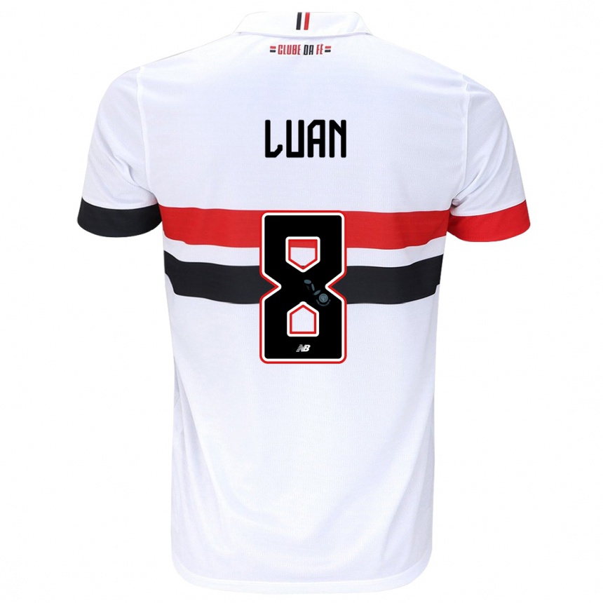 Hombre Fútbol Camiseta Luan #8 Blanco Rojo Negro 1ª Equipación 2024/25 Perú