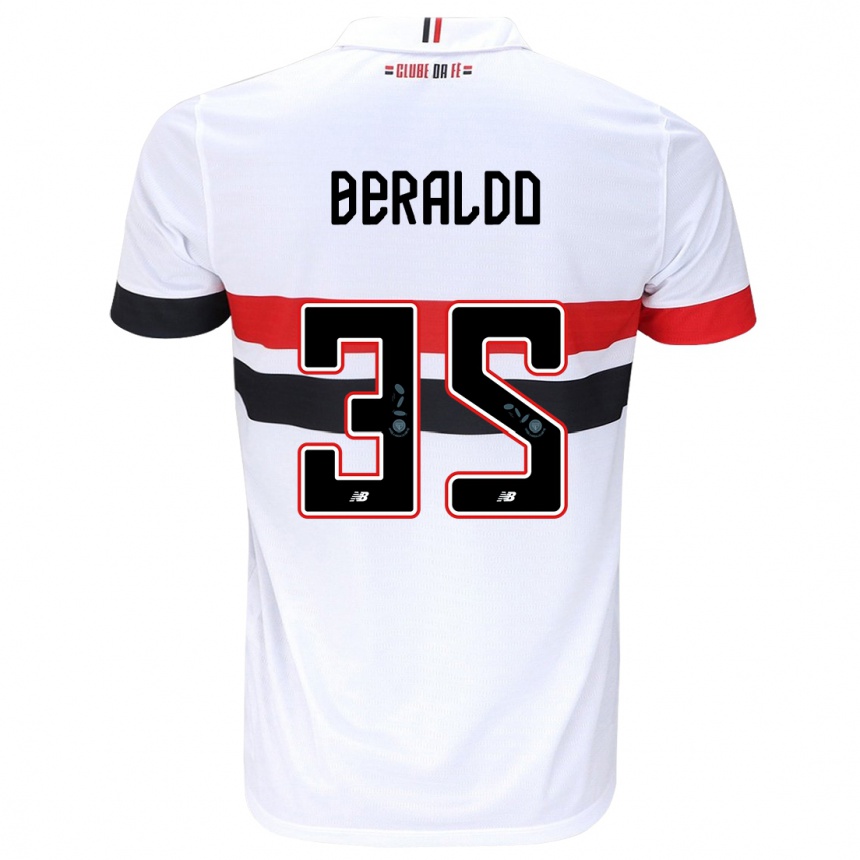 Hombre Fútbol Camiseta Lucas Beraldo #35 Blanco Rojo Negro 1ª Equipación 2024/25 Perú