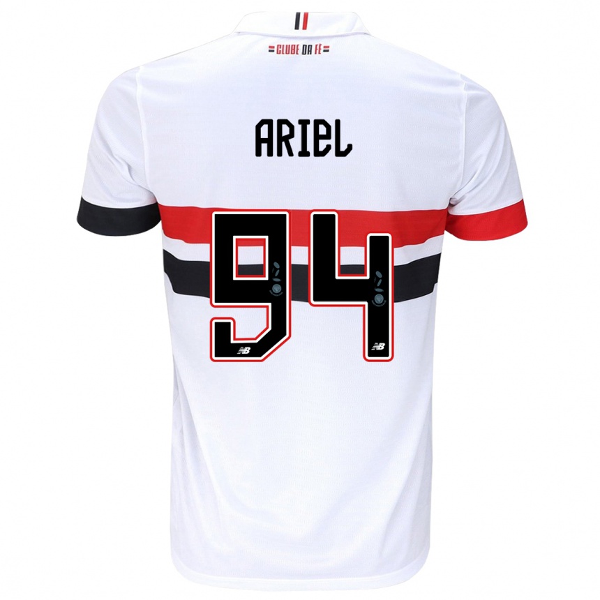 Hombre Fútbol Camiseta Ariel #94 Blanco Rojo Negro 1ª Equipación 2024/25 Perú