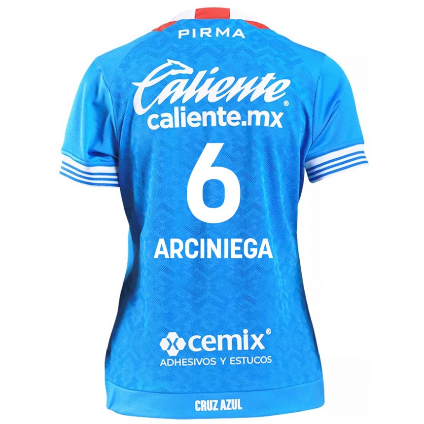 Hombre Fútbol Camiseta Mirelle Arciniega #6 Cielo Azul 1ª Equipación 2024/25 Perú