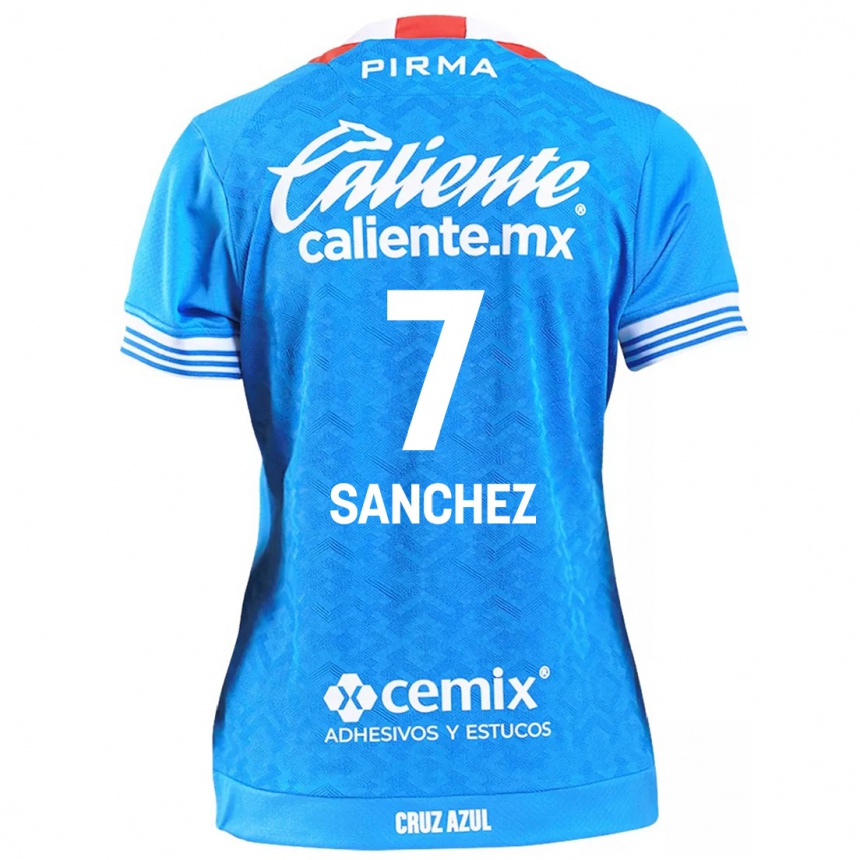 Hombre Fútbol Camiseta Andrea Sanchez #7 Cielo Azul 1ª Equipación 2024/25 Perú