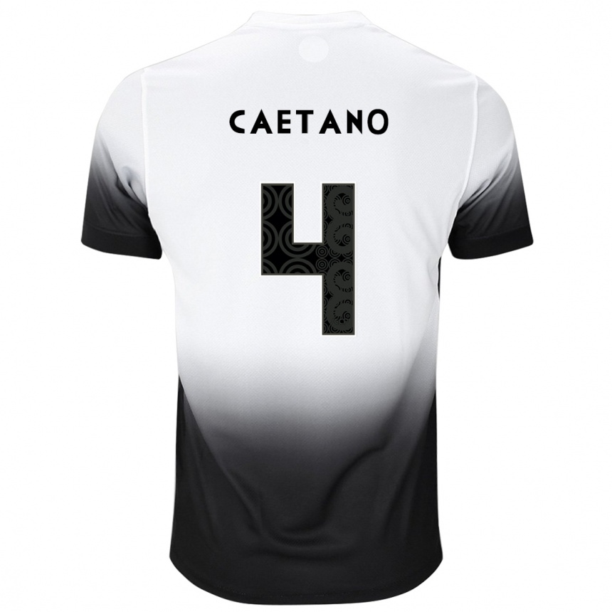 Hombre Fútbol Camiseta Caetano #4 Blanco Negro 1ª Equipación 2024/25 Perú