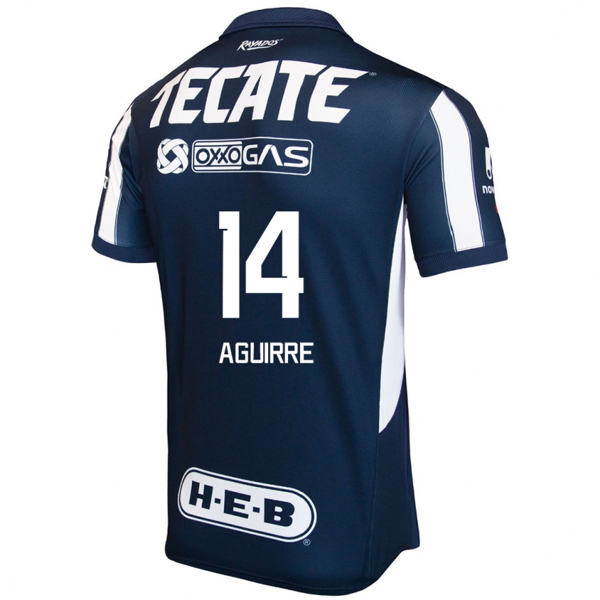 Hombre Fútbol Camiseta Erick Aguirre #14 Azul Rojo Blanco 1ª Equipación 2024/25 Perú