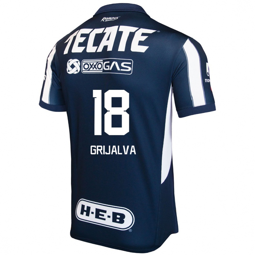 Hombre Fútbol Camiseta Axel Grijalva #18 Azul Rojo Blanco 1ª Equipación 2024/25 Perú