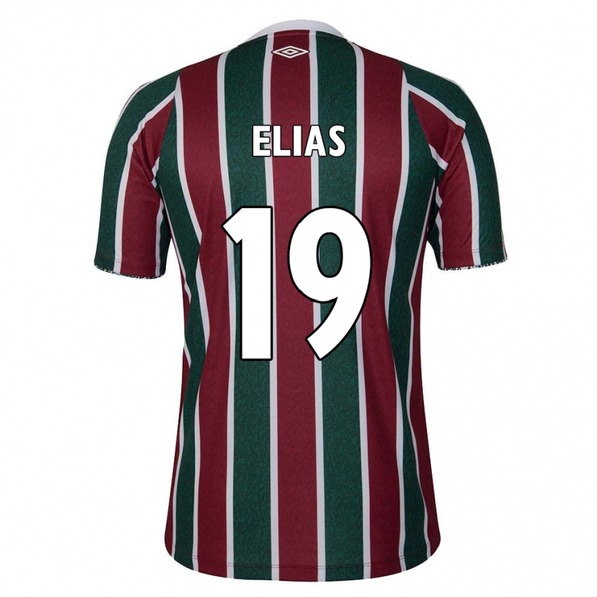 Hombre Fútbol Camiseta Kauã Elias #19 Verde Granate Blanco 1ª Equipación 2024/25 Perú