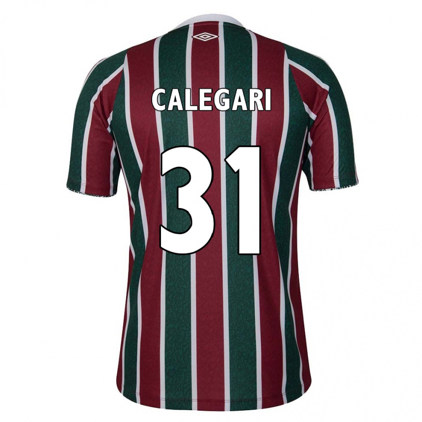 Hombre Fútbol Camiseta Calegari #31 Verde Granate Blanco 1ª Equipación 2024/25 Perú