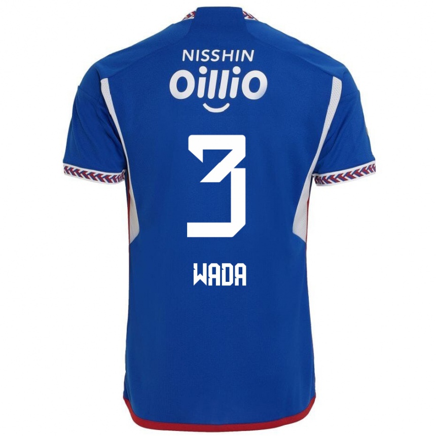 Hombre Fútbol Camiseta Yusei Wada #3 Azul Blanco Rojo 1ª Equipación 2024/25 Perú