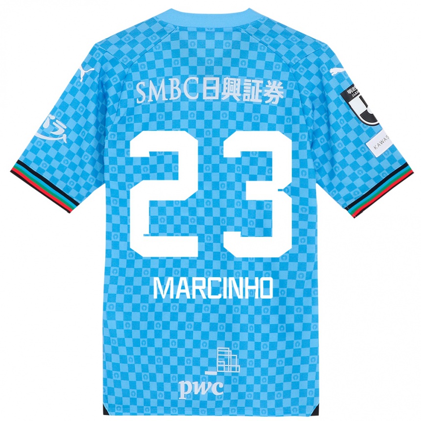 Hombre Fútbol Camiseta Marcinho #23 Azul Celeste 1ª Equipación 2024/25 Perú