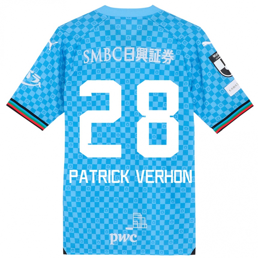 Hombre Fútbol Camiseta Patrick Verhon #28 Azul Celeste 1ª Equipación 2024/25 Perú