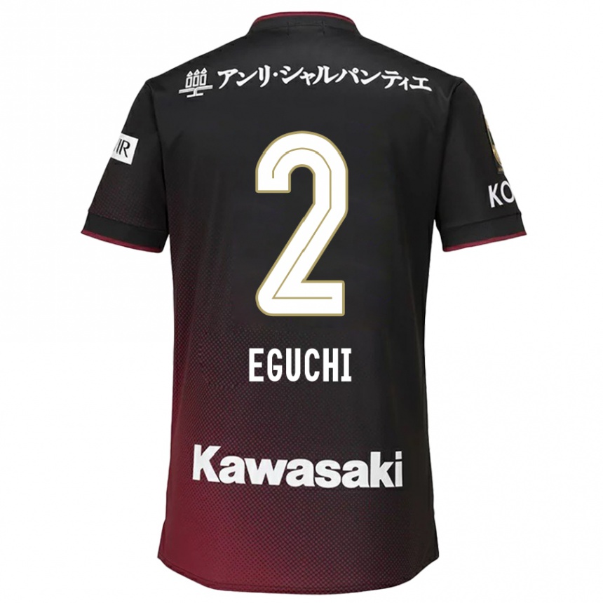 Hombre Fútbol Camiseta Takuma Eguchi #2 Negro Rojo 1ª Equipación 2024/25 Perú