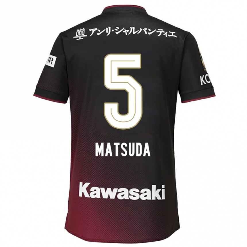 Hombre Fútbol Camiseta Shido Matsuda #5 Negro Rojo 1ª Equipación 2024/25 Perú