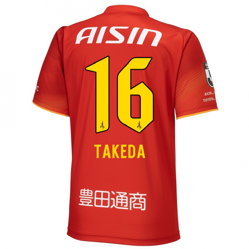 Hombre Fútbol Camiseta Yohei Takeda #16 Rojo Blanco Amarillo 1ª Equipación 2024/25 Perú