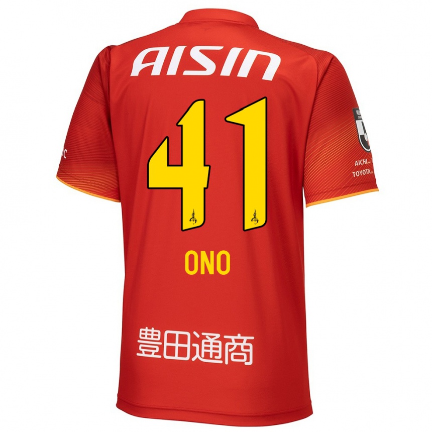 Hombre Fútbol Camiseta Masahito Ono #41 Rojo Blanco Amarillo 1ª Equipación 2024/25 Perú