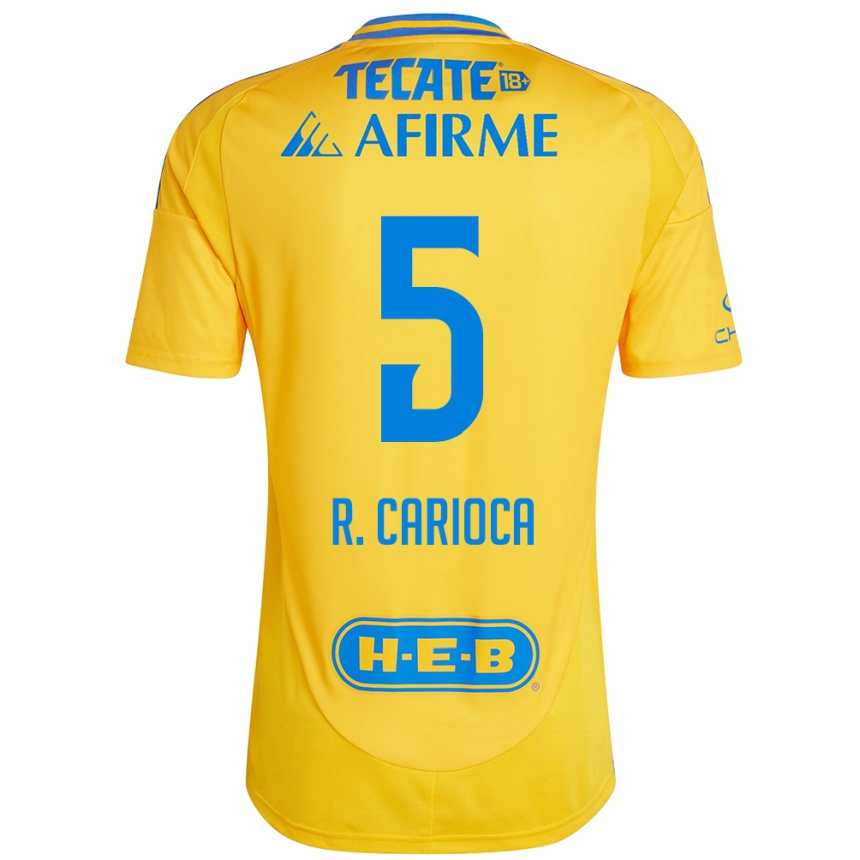 Hombre Fútbol Camiseta Rafael Carioca #5 Oro Amarillo 1ª Equipación 2024/25 Perú