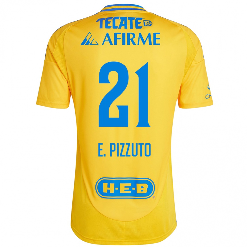 Hombre Fútbol Camiseta Eugenio Pizzuto #21 Oro Amarillo 1ª Equipación 2024/25 Perú