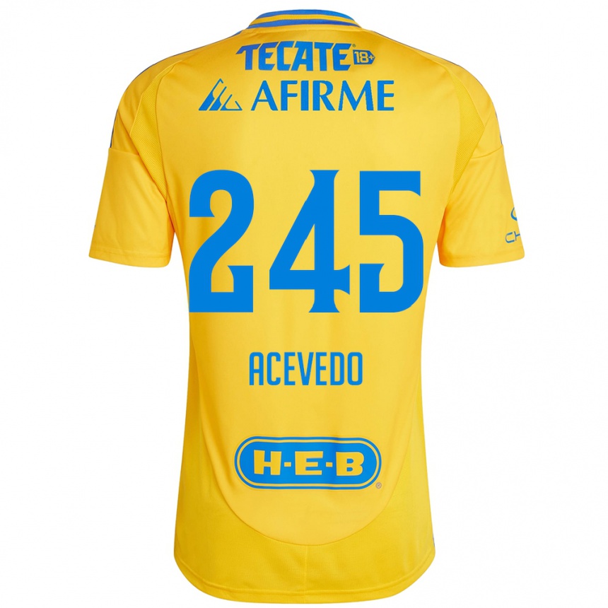 Hombre Fútbol Camiseta Kevin Acevedo #245 Oro Amarillo 1ª Equipación 2024/25 Perú