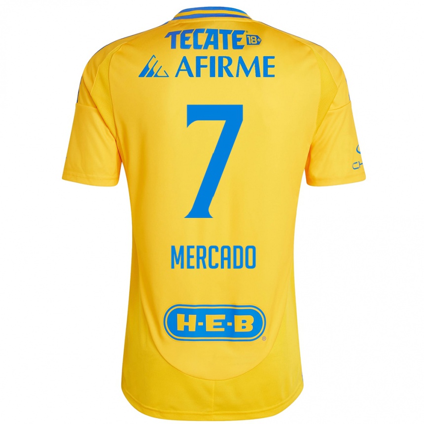 Hombre Fútbol Camiseta Liliana Mercado #7 Oro Amarillo 1ª Equipación 2024/25 Perú