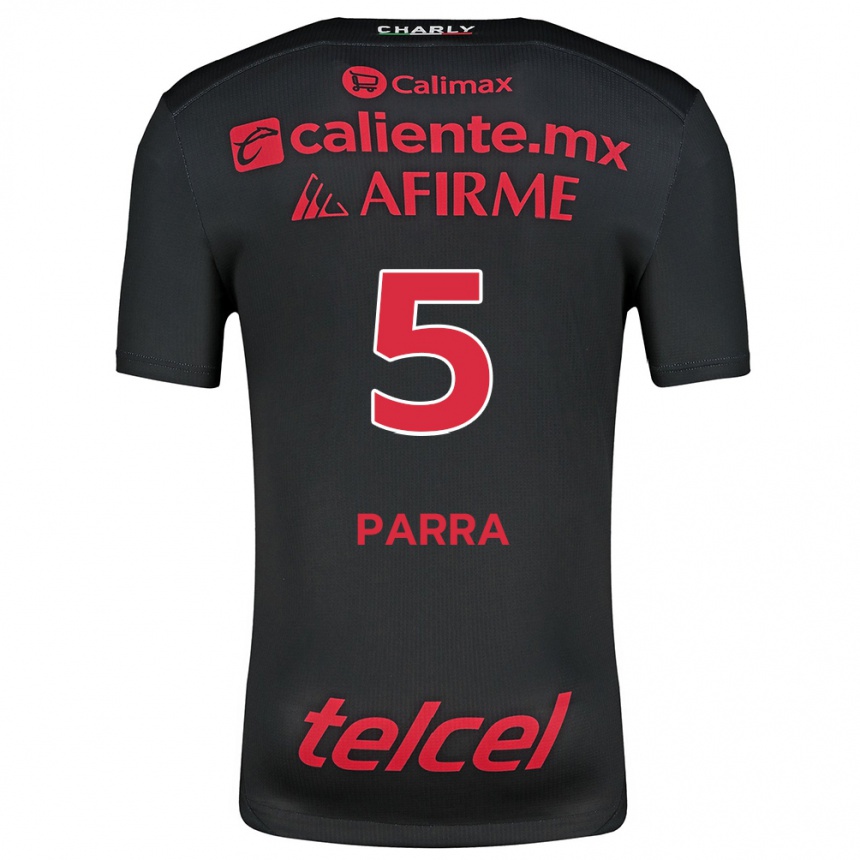 Hombre Fútbol Camiseta Rodrigo Parra #5 Negro Rojo 1ª Equipación 2024/25 Perú