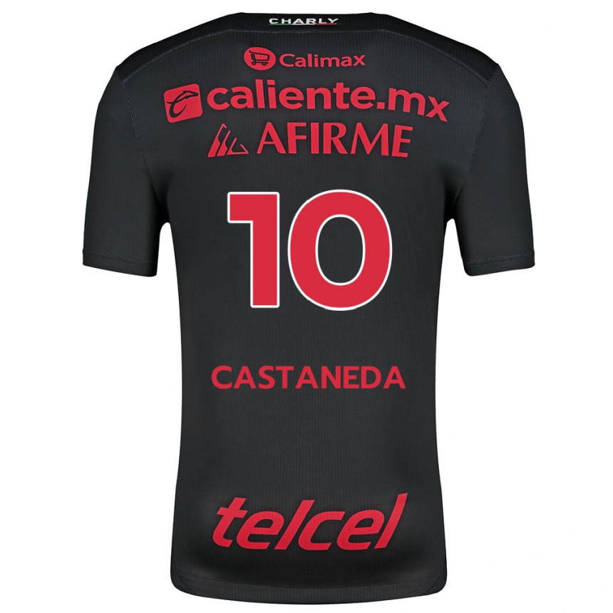 Hombre Fútbol Camiseta Kevin Castañeda #10 Negro Rojo 1ª Equipación 2024/25 Perú