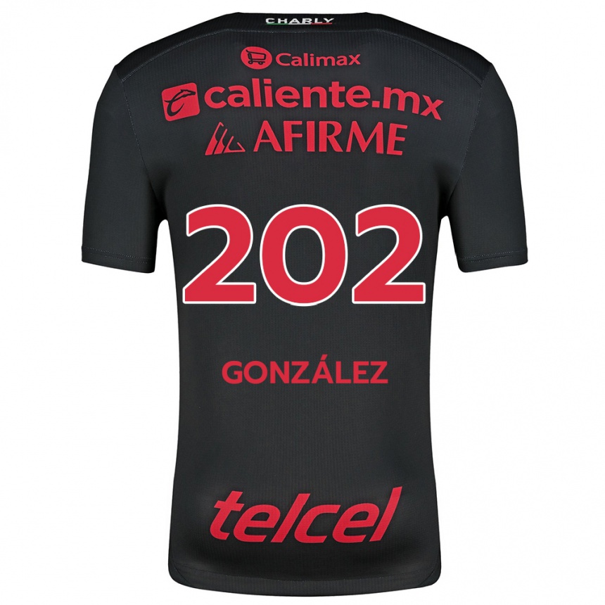 Hombre Fútbol Camiseta Joban González #202 Negro Rojo 1ª Equipación 2024/25 Perú