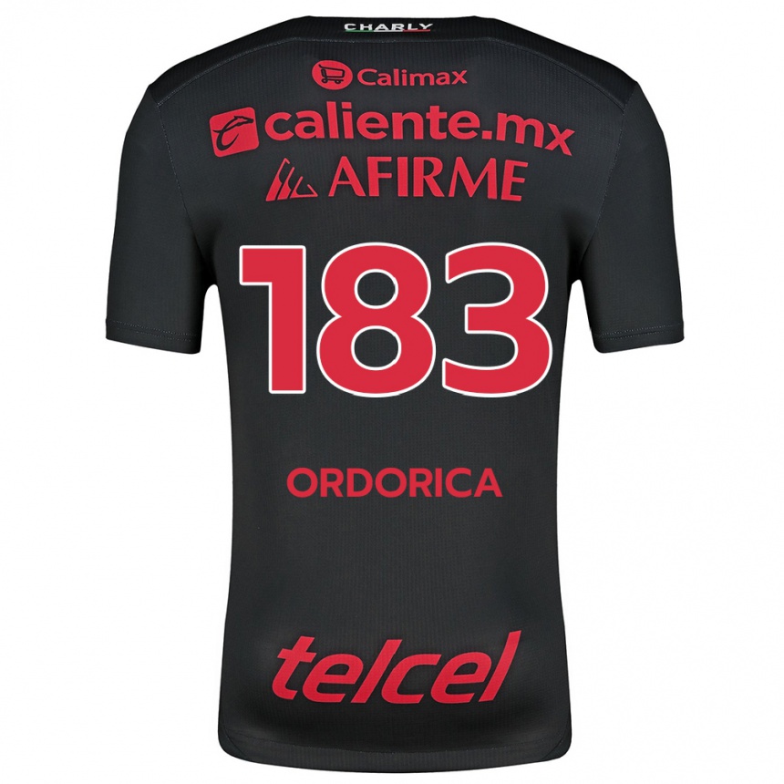 Hombre Fútbol Camiseta Brandon Ordorica #183 Negro Rojo 1ª Equipación 2024/25 Perú