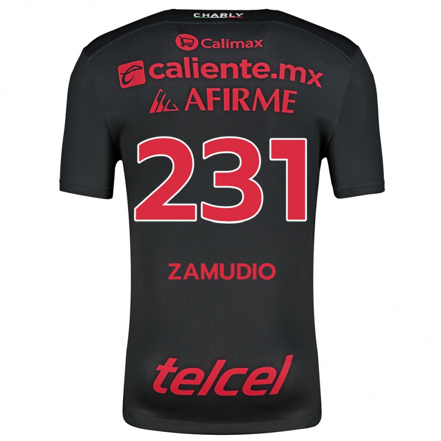 Hombre Fútbol Camiseta Irwin Zamudio #231 Negro Rojo 1ª Equipación 2024/25 Perú