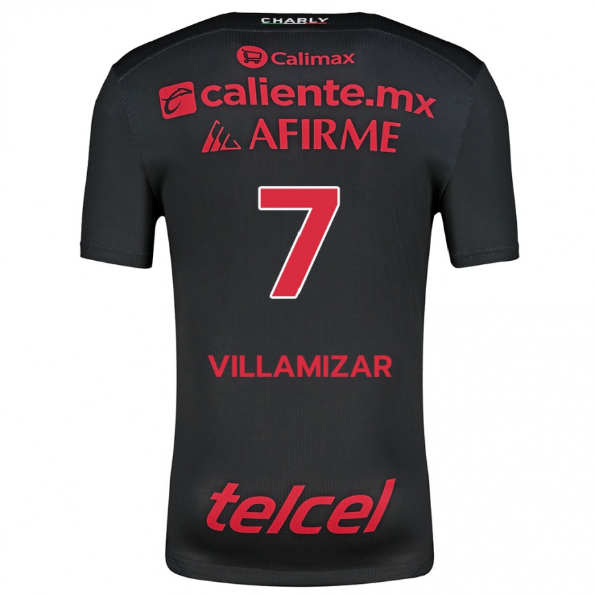 Hombre Fútbol Camiseta Paola Villamizar #7 Negro Rojo 1ª Equipación 2024/25 Perú