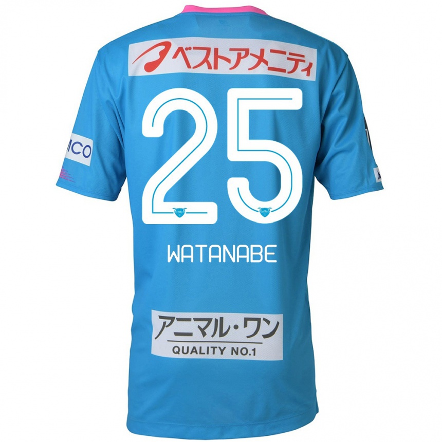 Hombre Fútbol Camiseta Ryohei Watanabe #25 Azul Rosado 1ª Equipación 2024/25 Perú