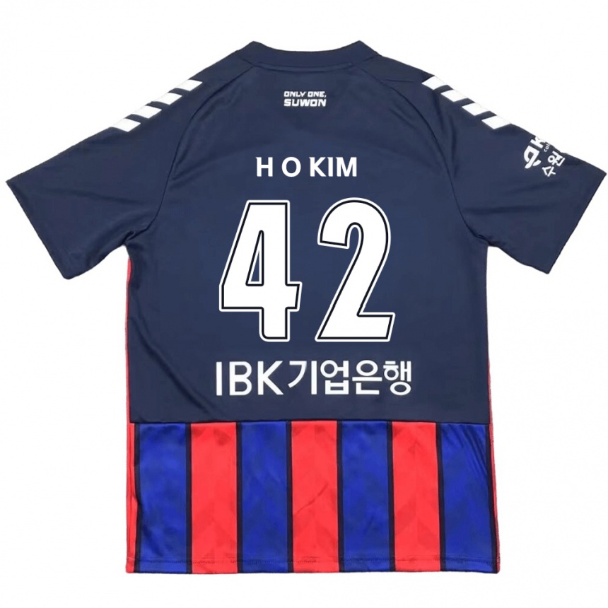 Hombre Fútbol Camiseta One-Hyung Kim #42 Azul Rojo 1ª Equipación 2024/25 Perú